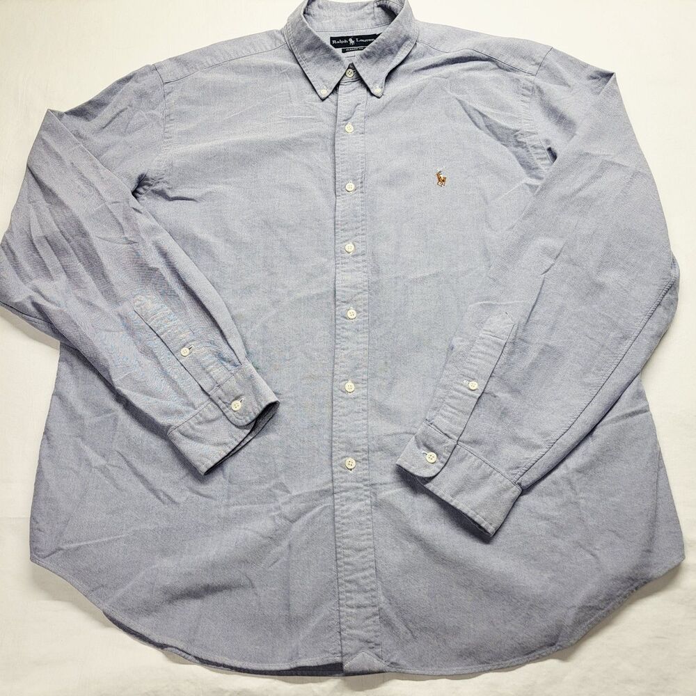 Mens Ralph Lauren Oxford Shirt Classic Fit XXL Blue Embroidered Pony 100% Cotton